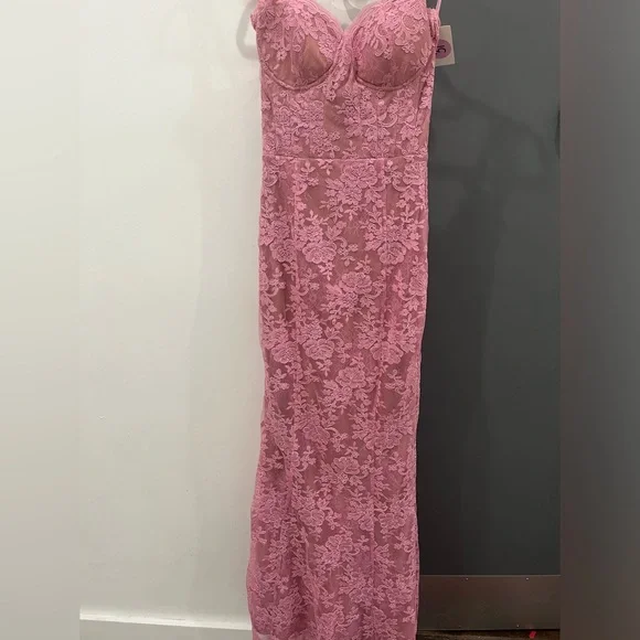 NWT V. Chapman Maxi Dress Ruby Gown Pink Lace Bustier Corset Wedding Guest sz 2 - Picture 7 of 10